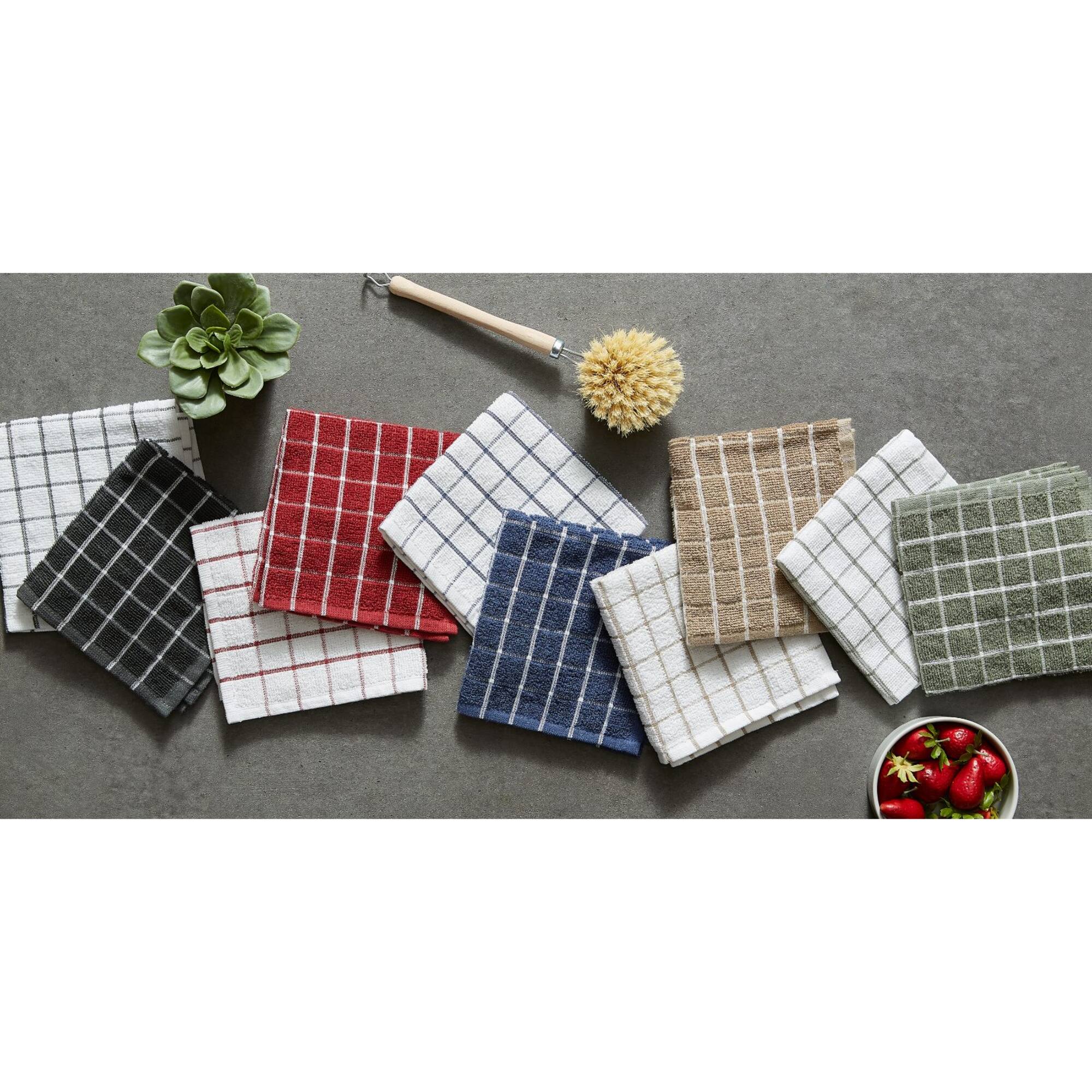 DII® French Blue Combo Windowpane Dishcloths, 6ct.
